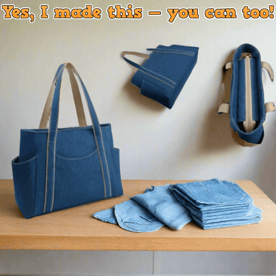 Denim Daily Hand Bag PDF Download Pattern (3 sizes included)