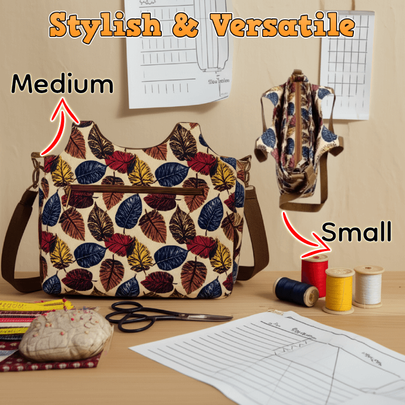 Three-Compartment Zippered Bag PDF Download Pattern (3 sizes included)