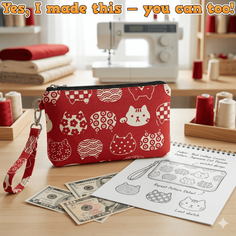 Triple Compartments Wristlet PDF Download Pattern (3 sizes included)