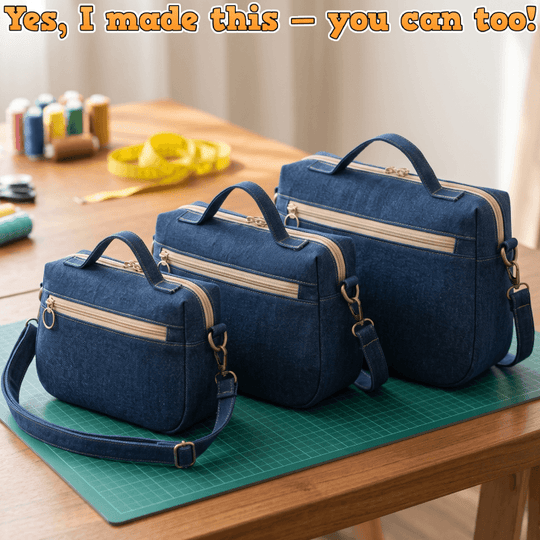 Denim Zip Crossbody Bag PDF Download Pattern (3 sizes included)