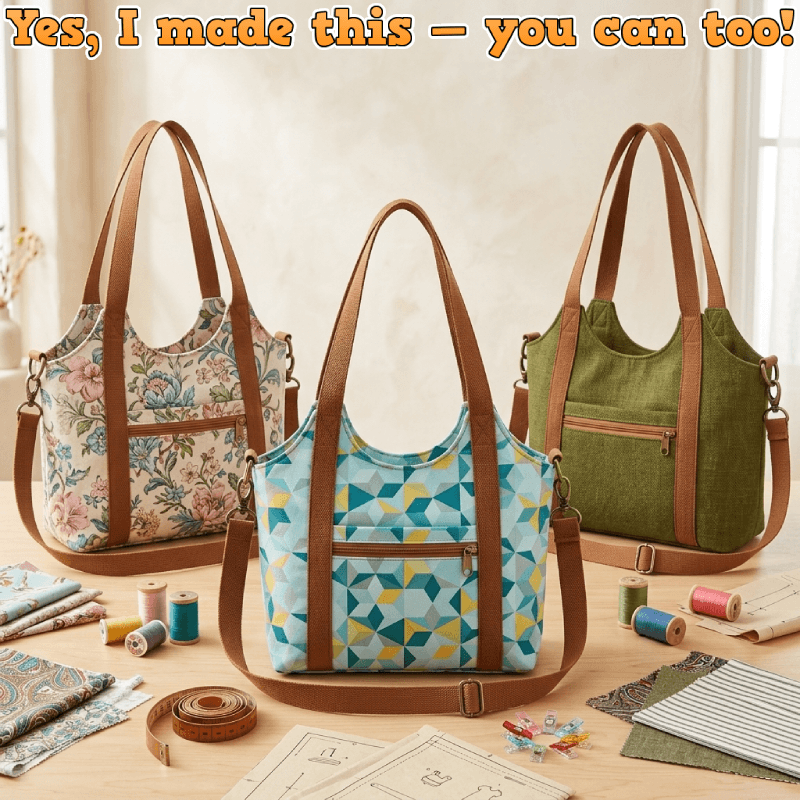 Denim U-Shape Bag PDF Download Pattern (3 sizes included)