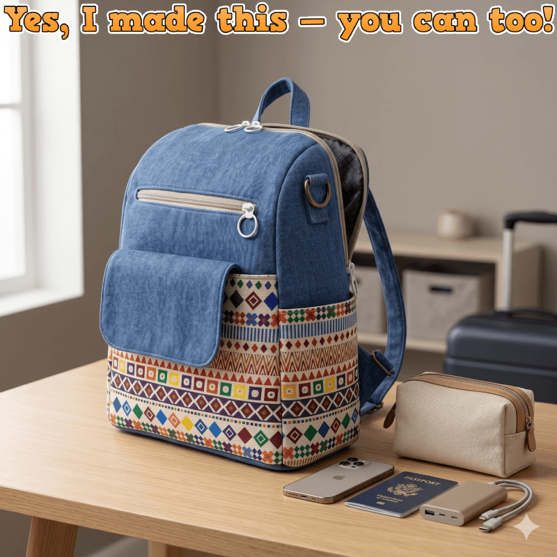 Denim Multi-Pocket Backpack PDF Download Pattern (3 sizes included)