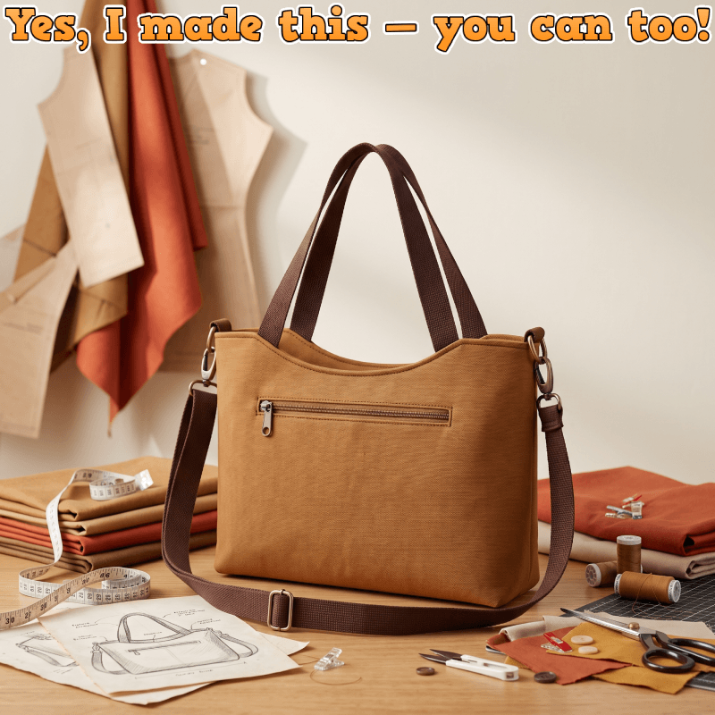 Classic Zip Shoulder Bag PDF Download Pattern (3 sizes included)