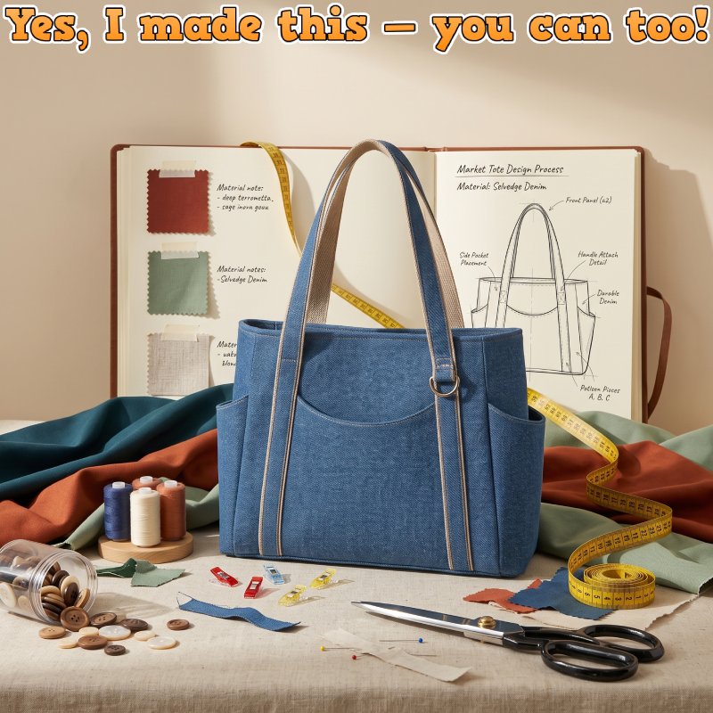 Denim Daily Hand Bag PDF Download Pattern (3 sizes included)