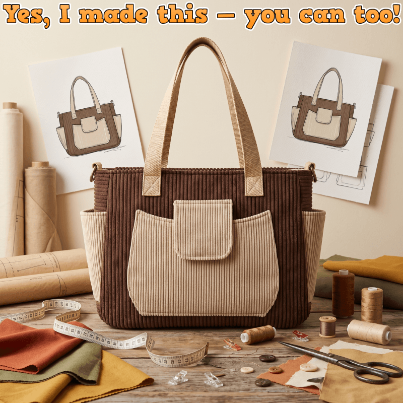 Flap-Pocket Structured Tote PDF Download Pattern (3 sizes included)