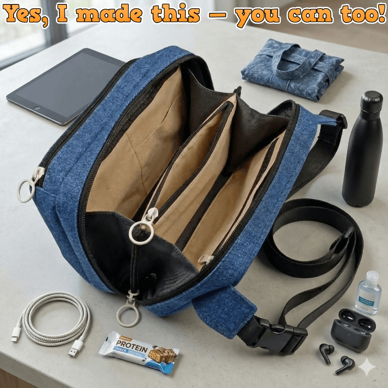 Denim Organizer Sling Bag PDF Download Pattern (3 sizes included)