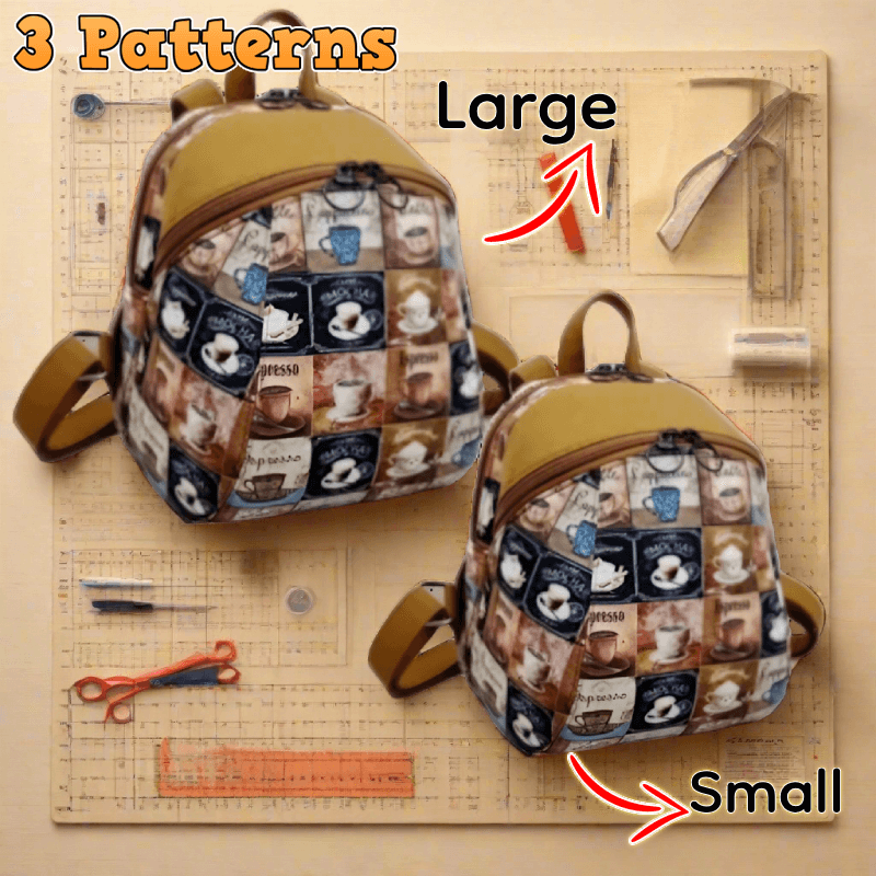 Two-Compartment Zip Backpack PDF Download Pattern (3 sizes included)