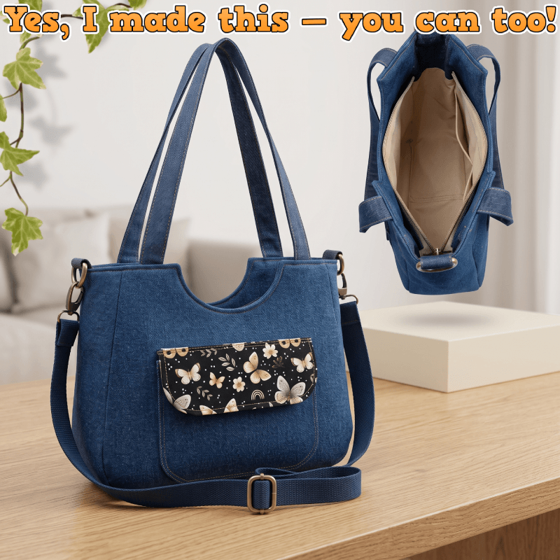 Denim Pocket U-Bag PDF Download Pattern (3 sizes included)