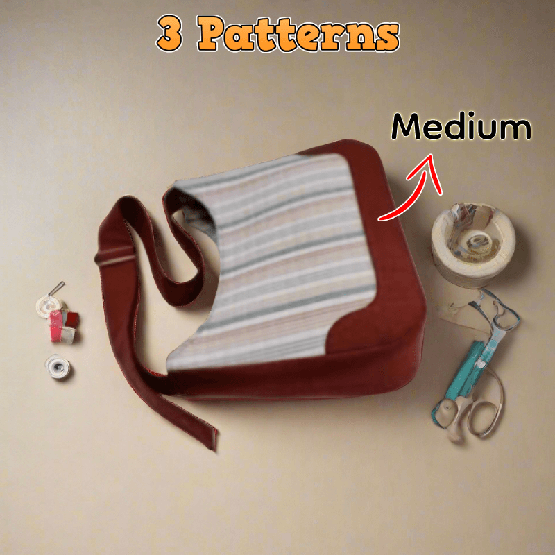 Recessed Zipper Shoulder Bag PDF Download Pattern (3 sizes included)