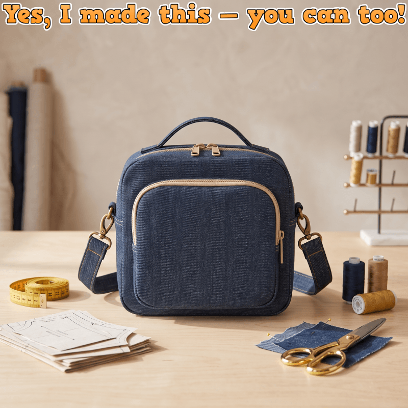 Denim Front-Zip Pocket Crossbody PDF Download Pattern (3 sizes included)