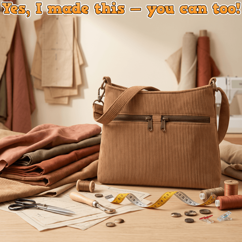 Two-Zip Pocket Shoulder Bag PDF Download Pattern (3 sizes included)