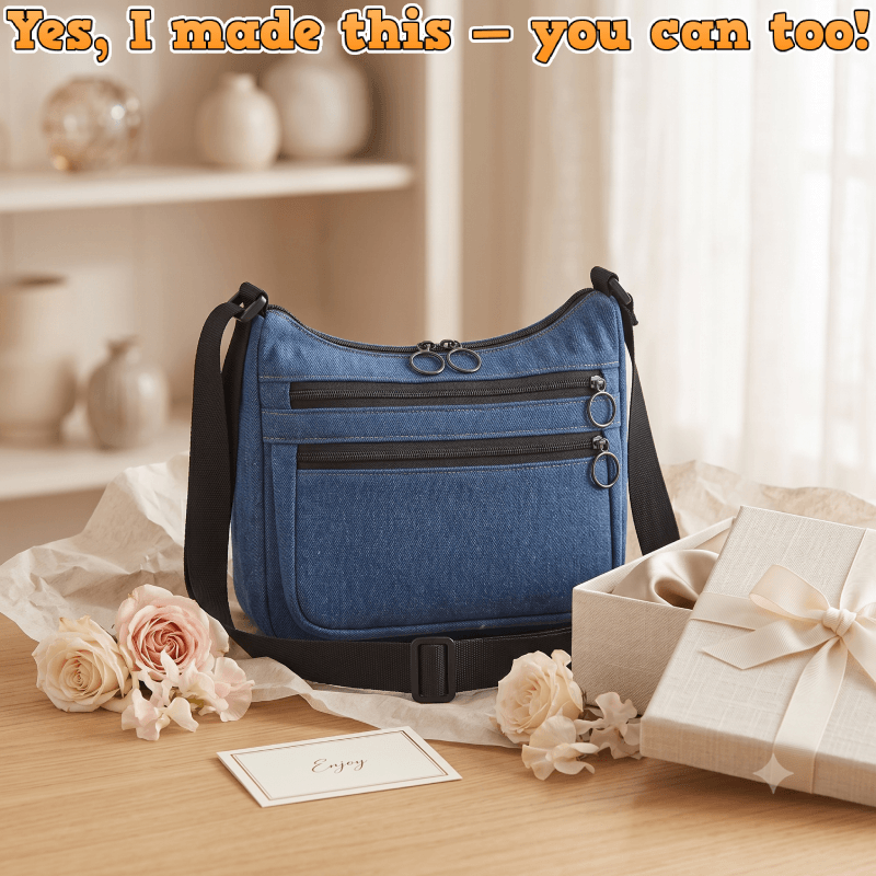Denim Multi-Pocket Crossbody Bag PDF Download Pattern (3 sizes included)