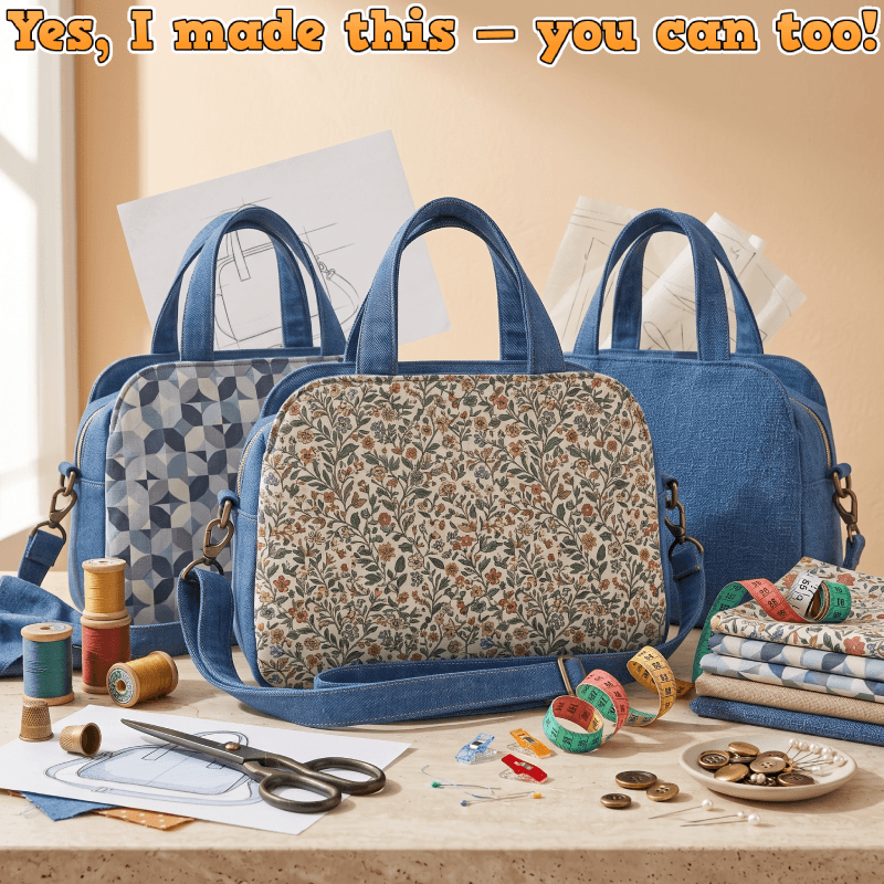 Modern Triple Compartment Bag PDF Download Pattern (3 sizes included)