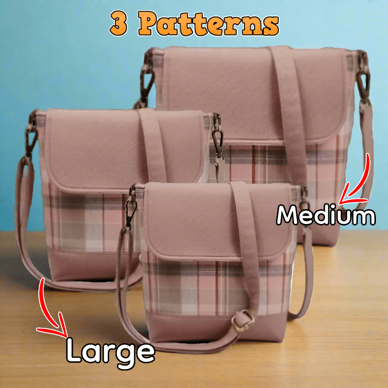 Square Flap Crossbody Bag PDF Download Pattern (3 sizes included)