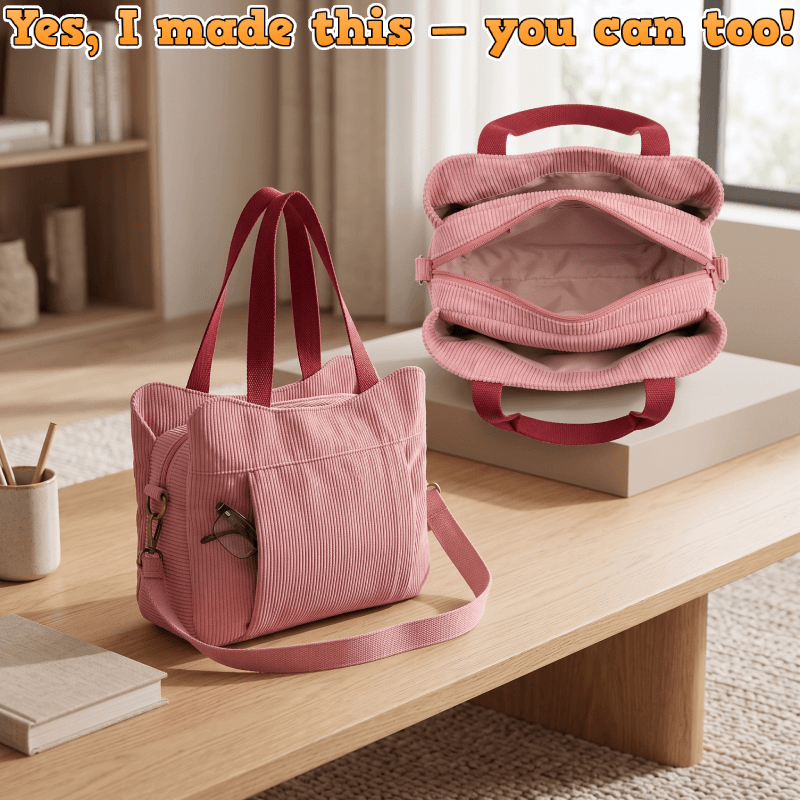 Multi-Pocket Zipper Tote Bag PDF Download Pattern (3 sizes included)