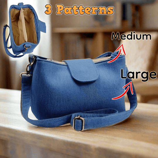 Denim Divided Crossbody Bag PDF Download Pattern (3 sizes included)