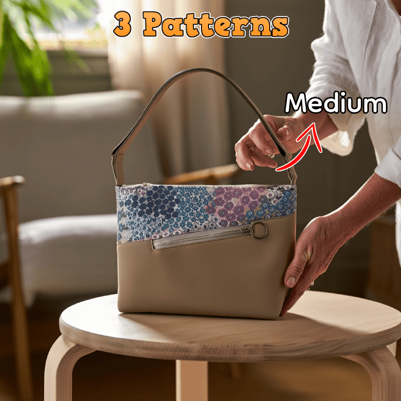 Triple Zipper Shoulder Bag PDF Download Pattern (3 sizes included)