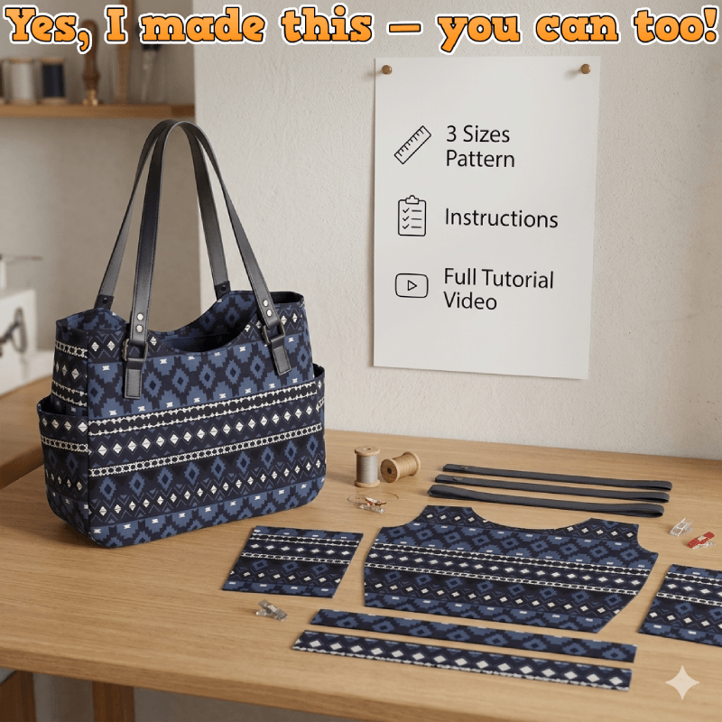 Dual Pocket Shoulder Bag PDF Download Pattern (3 sizes included)