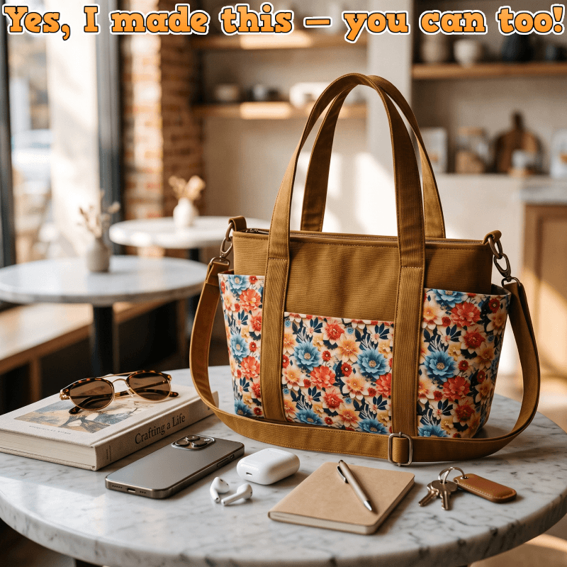 Multi Pocket Tote Bag PDF Download Pattern (3 sizes included)