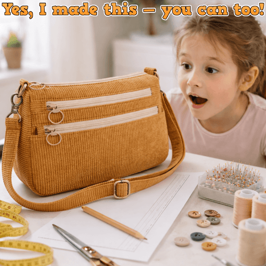 3-Zip Crossbody Bag PDF Download Pattern (3 sizes included)