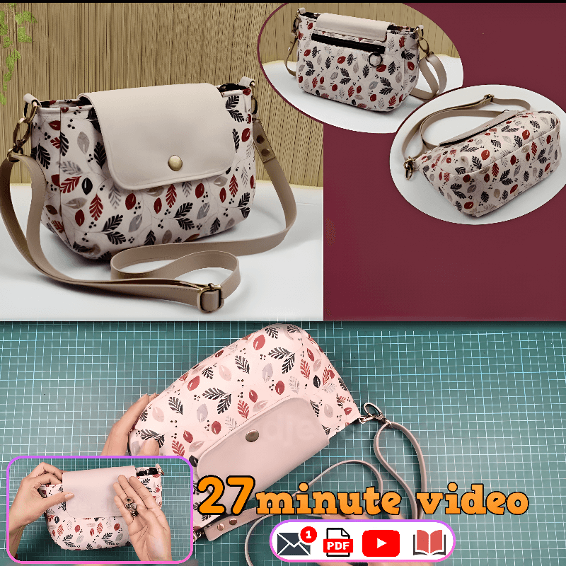 Flap Crossbody Bag PDF Download Pattern (3 sizes included)