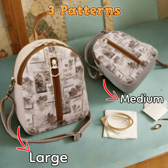 Dual-Zipper Mini Crossbody Bag PDF Download Pattern (3 sizes included)