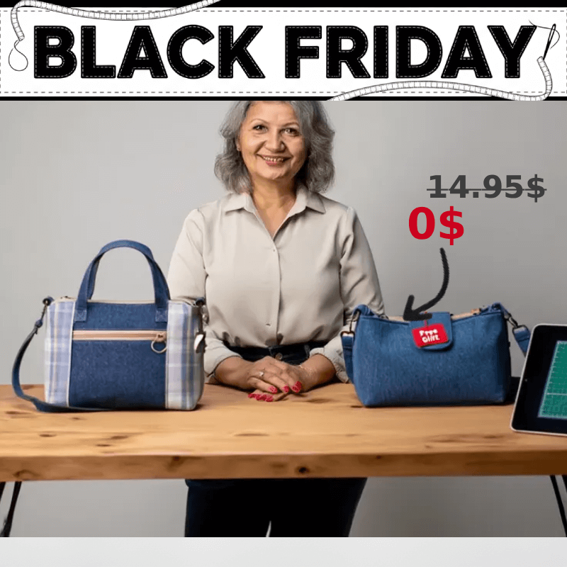 Denim Divided Crossbody Pattern + FREE Front Pocket Handbag (3 Sizes Each)