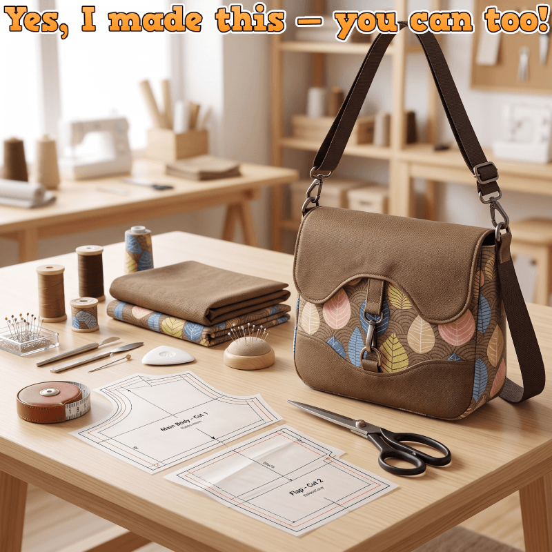 Curved Flap Shoulder Bag PDF Download Pattern (3 sizes included)