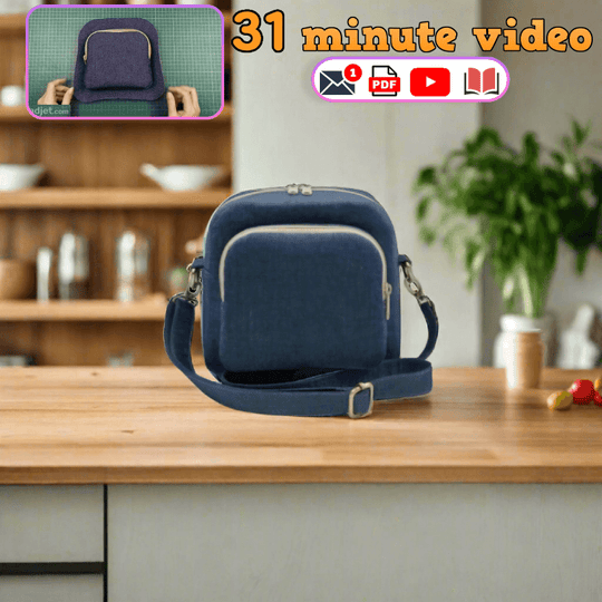 Denim Front-Zip Pocket Crossbody PDF Download Pattern (3 sizes included)