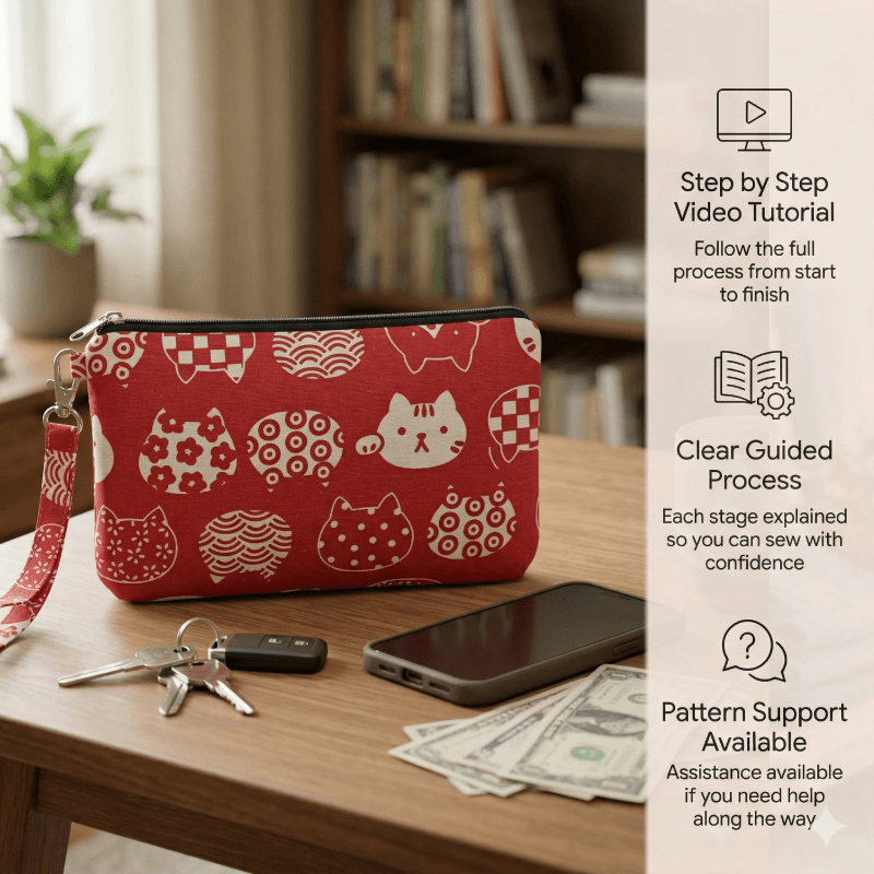 Triple Compartments Wristlet PDF Download Pattern (3 sizes included)