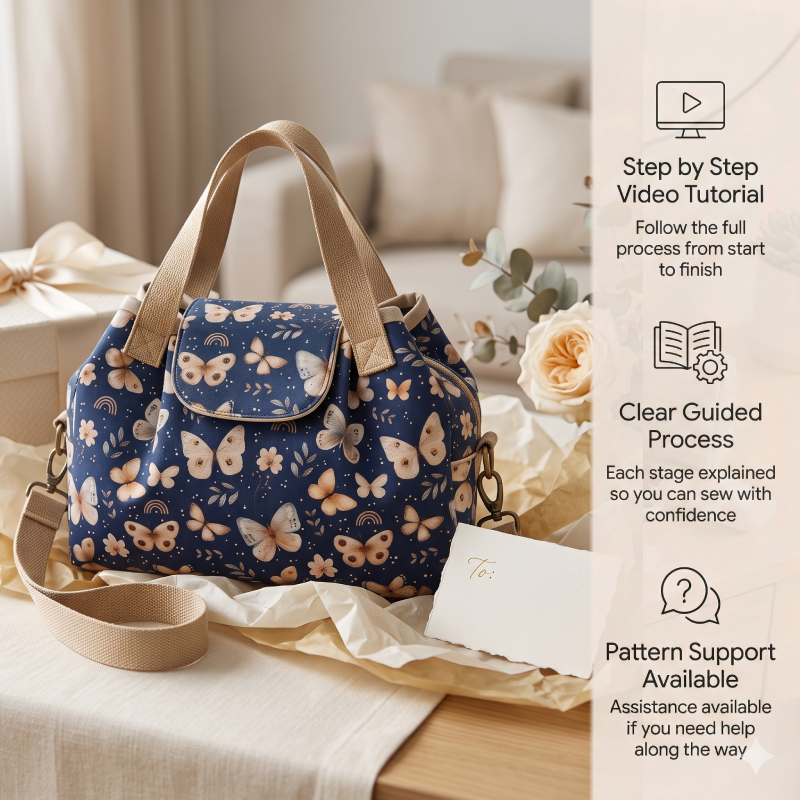 Triple-Compartment Flap Handbag PDF Download Pattern (3 sizes included)