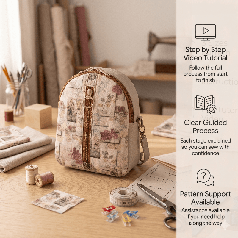 Dual-Zipper Mini Crossbody Bag PDF Download Pattern (3 sizes included)