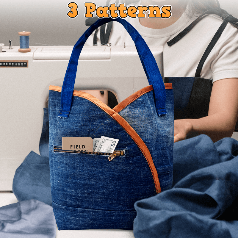 Denim Basket Bag PDF Download Pattern (3 sizes included)