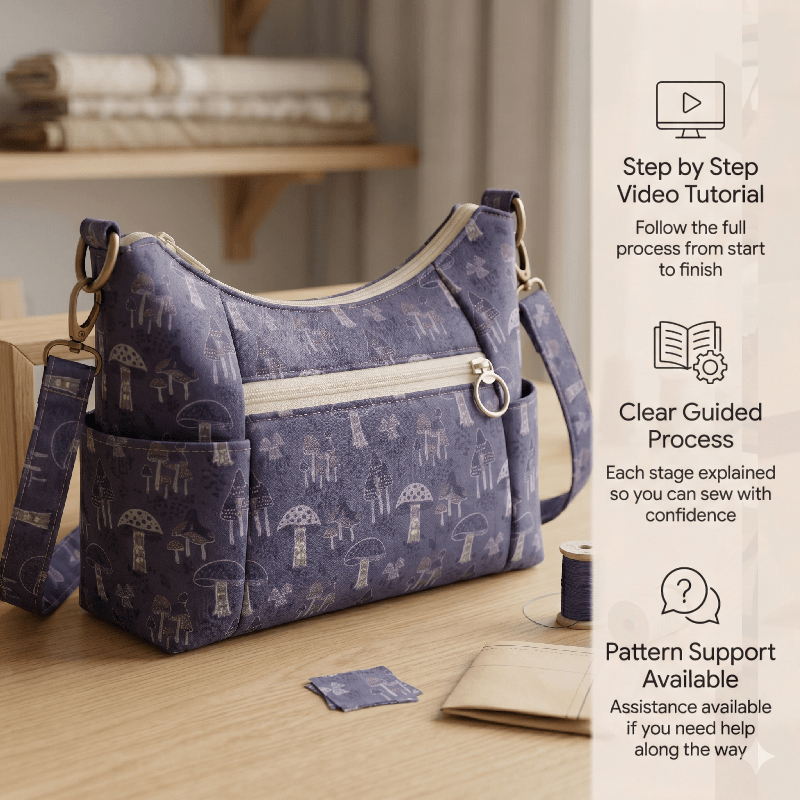 Pocketed Exterior Tote Bag PDF Download Pattern (3 sizes included)