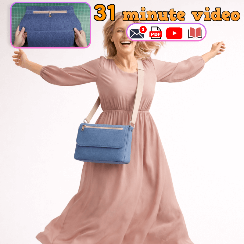 Zip-Front Flap Bag PDF Download Pattern (3 sizes included)