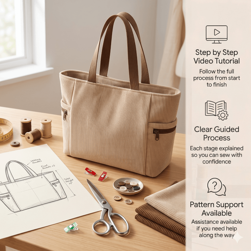 Two-Sided Zip Handbag PDF Download Pattern (3 sizes included)