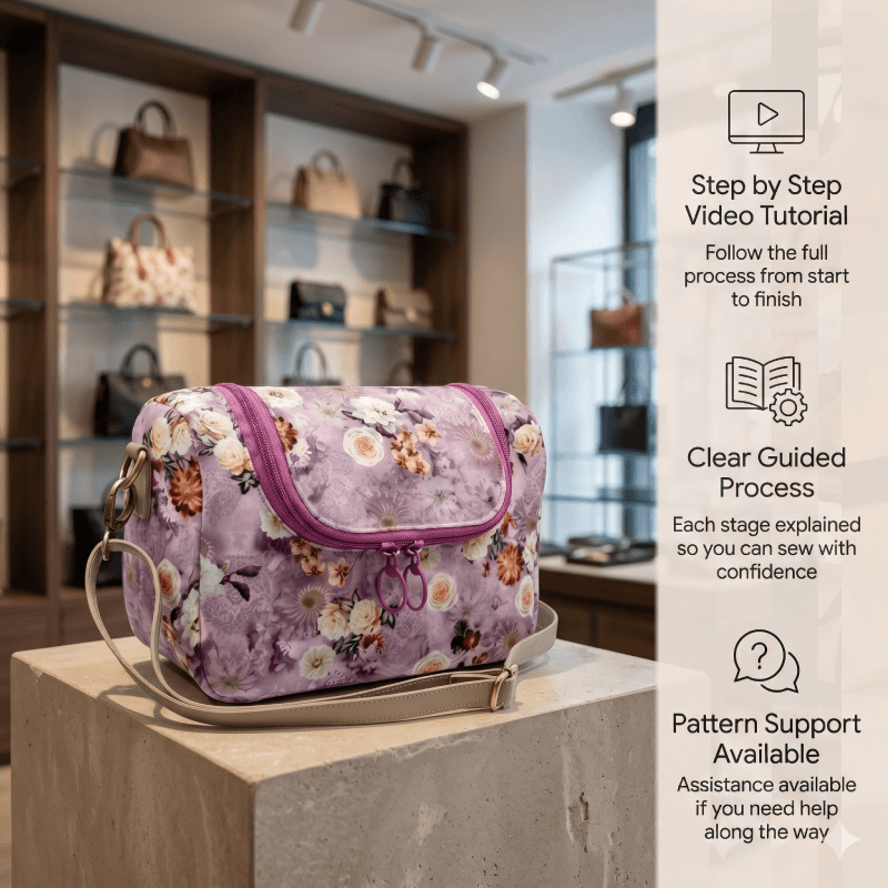 Zip-Top Crossbody Bag PDF Download Pattern (3 sizes included)