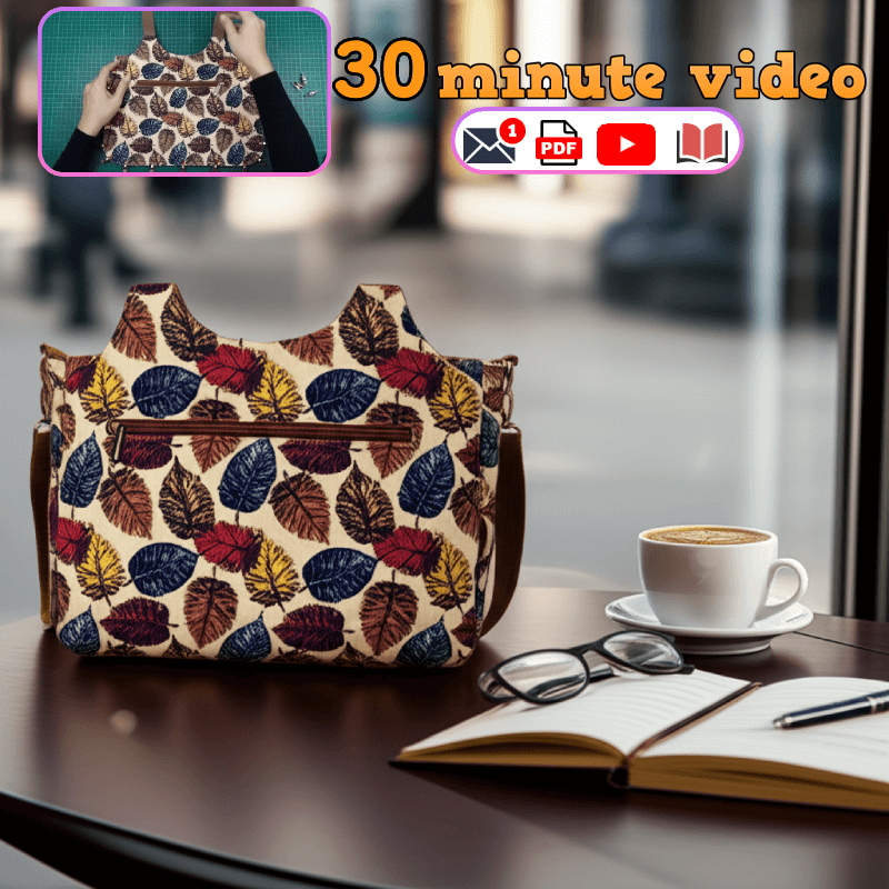 Three-Compartment Zippered Bag PDF Download Pattern (3 sizes included)