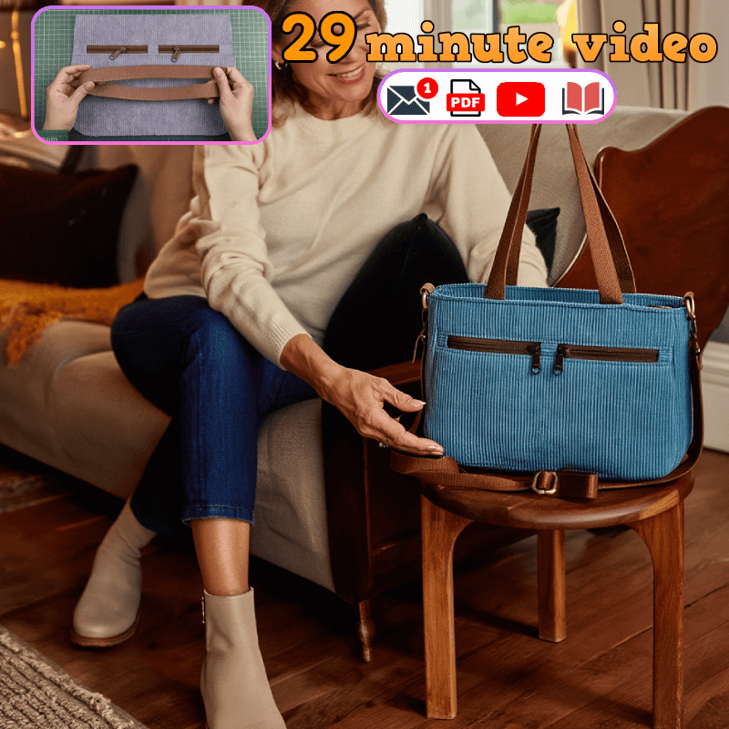 Dual-Zip Pocket Shoulder Bag PDF Download Pattern (3 sizes included)