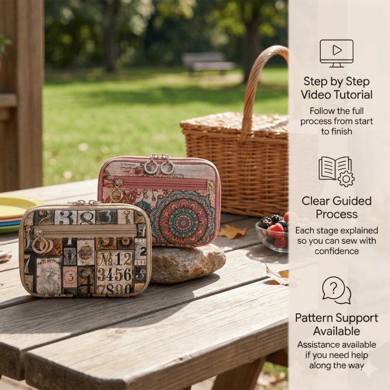 Zipper Card Wallet PDF Download Pattern (3 sizes included)