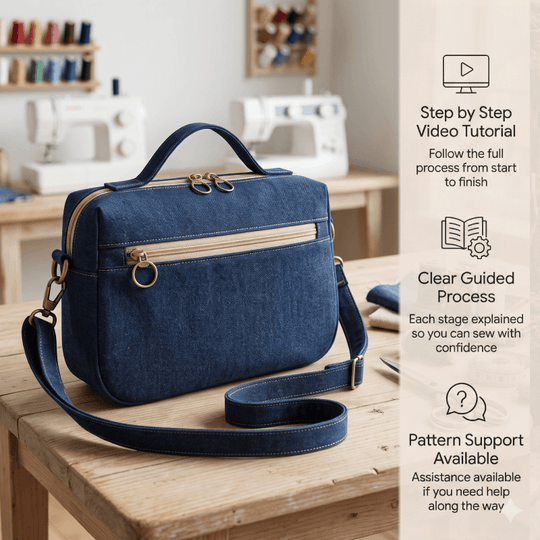 Denim Zip Crossbody Bag PDF Download Pattern (3 sizes included)