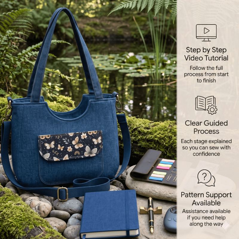 Denim Pocket U-Bag PDF Download Pattern (3 sizes included)