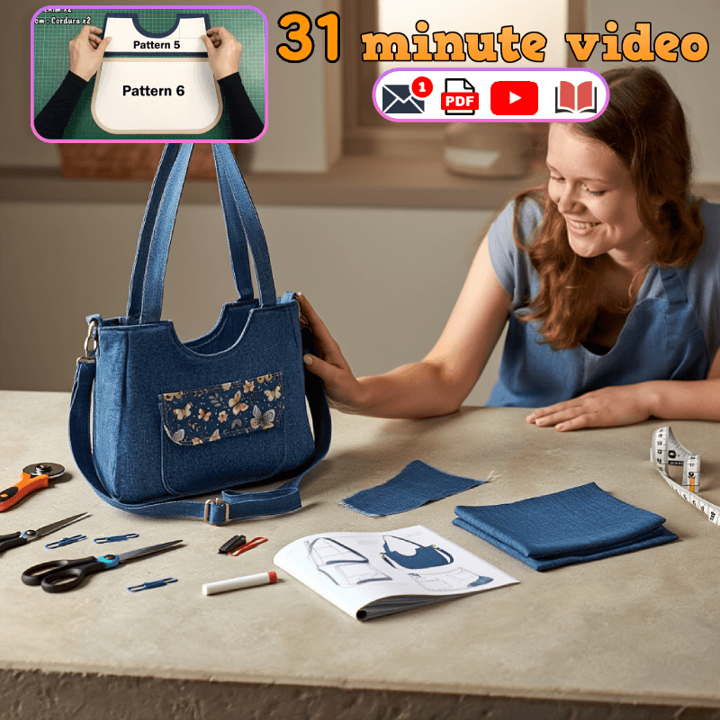 Denim Pocket U-Bag PDF Download Pattern (3 sizes included)