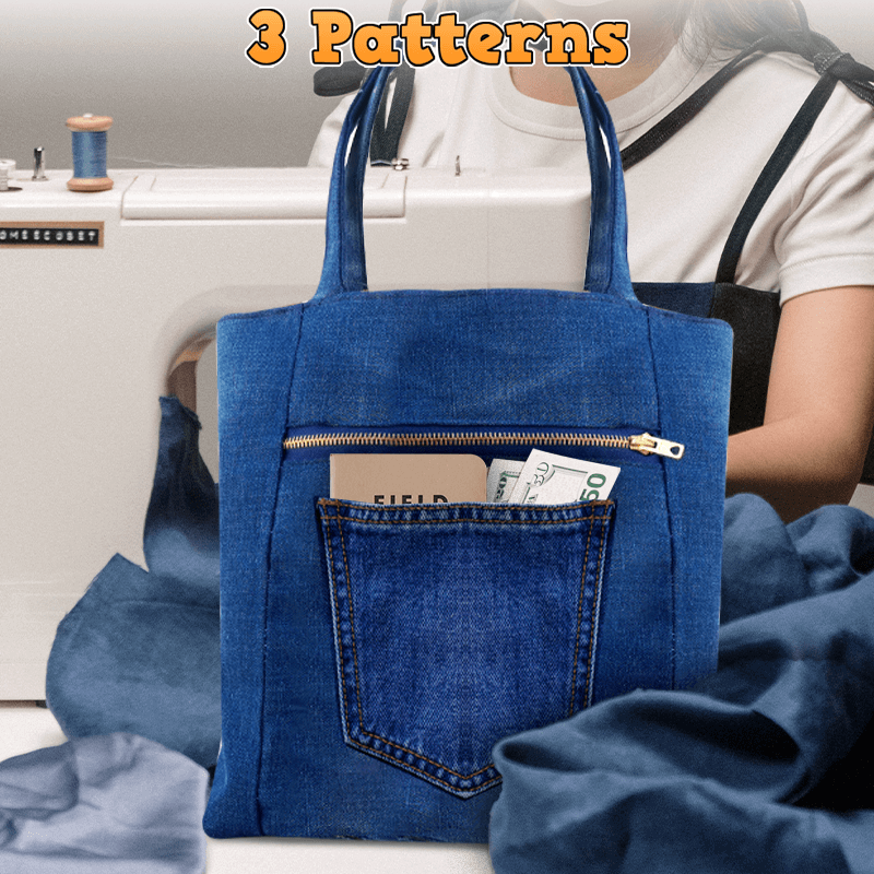 Denim Tote Bag PDF Download Pattern (3 sizes included)