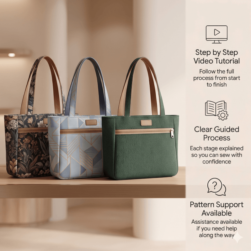 Denim Zip Handbag PDF Download Pattern (3 sizes included)