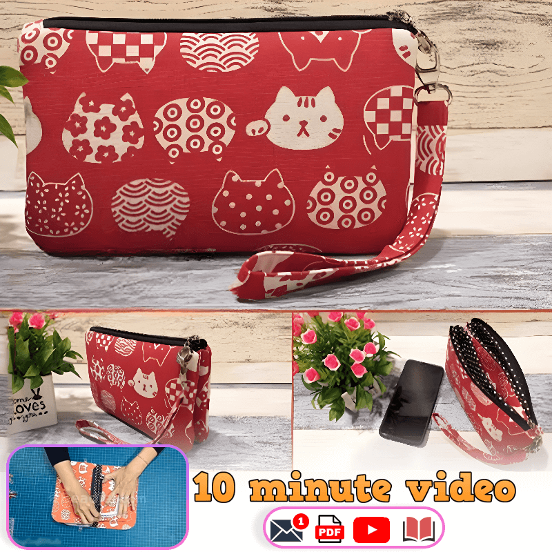 Triple Compartments Wristlet PDF Download Pattern (3 sizes included)