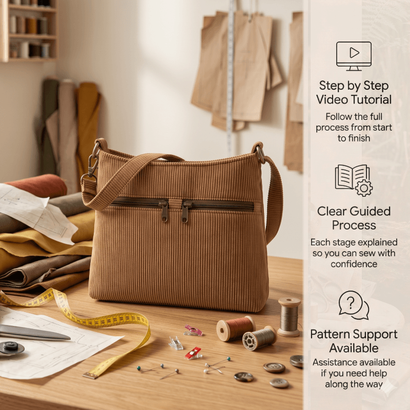 Two-Zip Pocket Shoulder Bag PDF Download Pattern (3 sizes included)