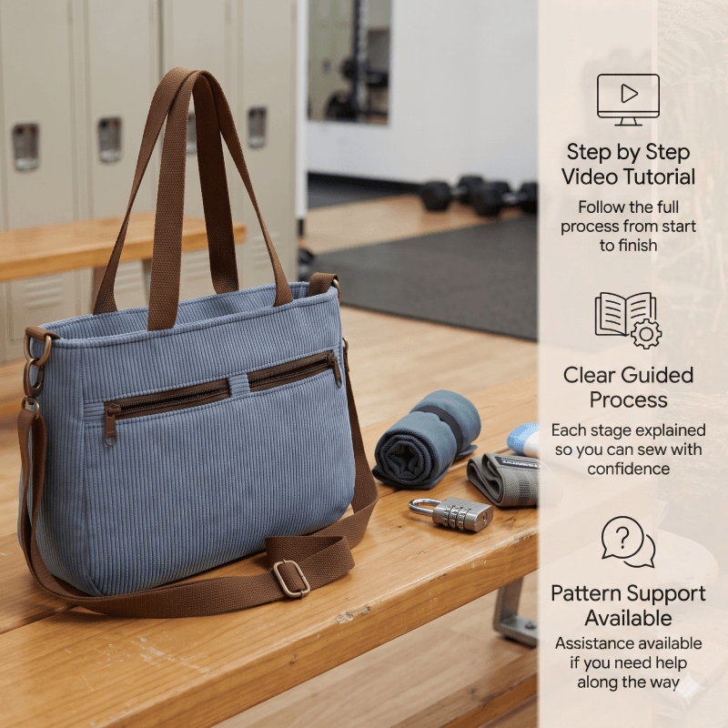 Dual-Zip Pocket Shoulder Bag PDF Download Pattern (3 sizes included)