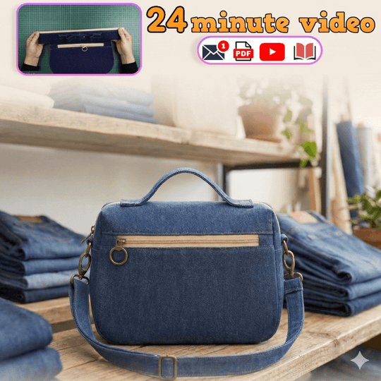 Denim Zip Crossbody Bag PDF Download Pattern (3 sizes included)