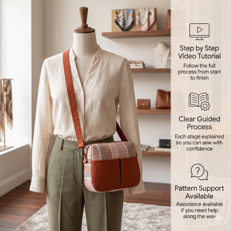 Pocketed Crossbody Bag PDF Download Pattern (3 sizes included)